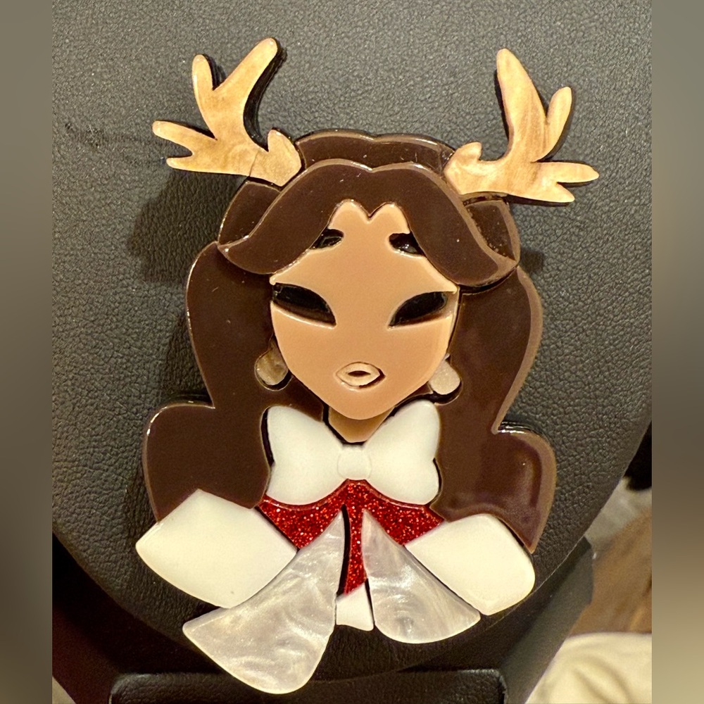 "Reindeer Games" Erstwilder Inspired Laser Cut Layered Acrylic Christmas Brooch